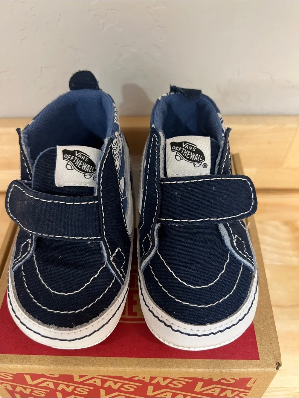 Vans Navy & White Butterfly Slip-On High-Top Baby Shoes